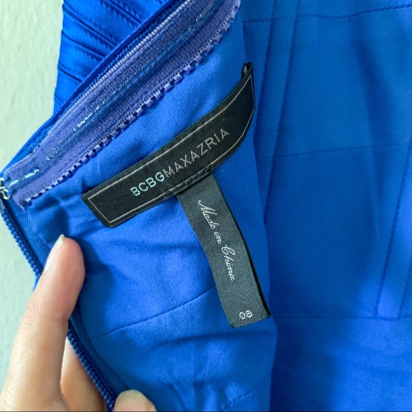 BCBG Max Azria Cocktail Dress Blue Saphire One Strap Bodycon Size 8 - Picture 8 of 8